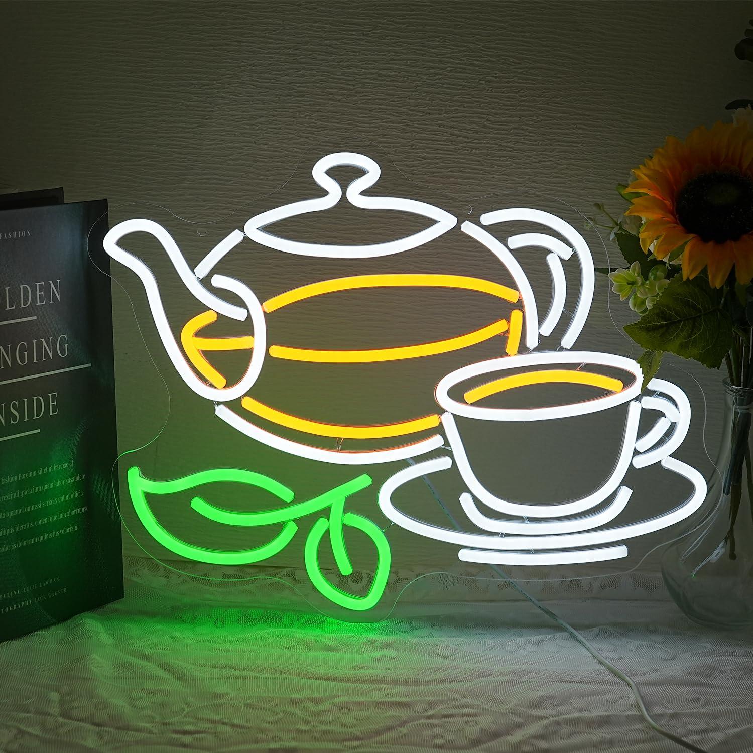 Coffee Tea Plantation - Neonowy napis „Tea” z możliwością ściemniania