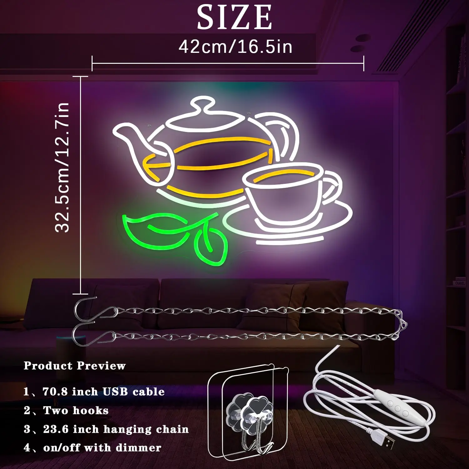 Neonowy znak herbaciany, lampk – Coffee Tea Plantation recenzja i cena